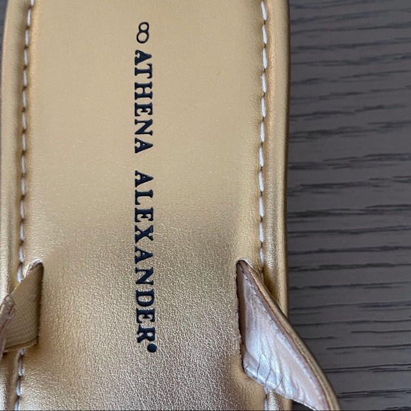 Athena Alexander Gold Sandals with sparkle rhinestone decoration in front. - Picture 10 of 13